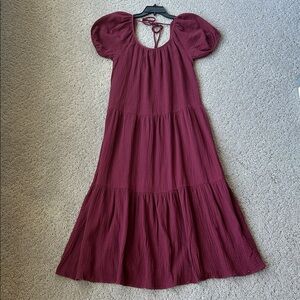 Socialite Tiered Gauze Maxi Dress in Wine Cottagecore Women’s Size Small NWOT